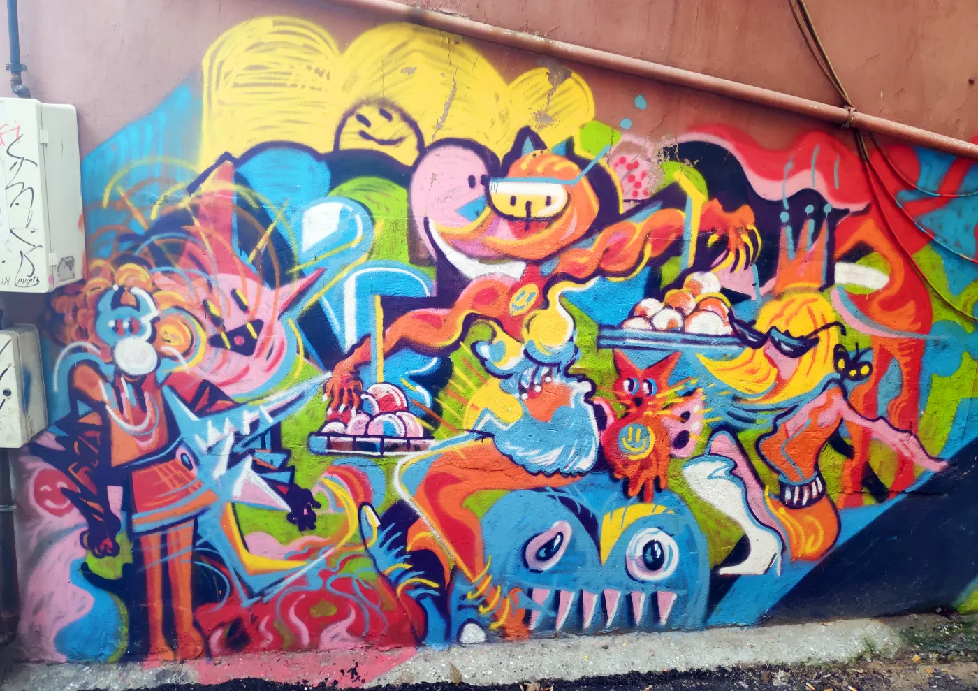 Colorful character mural in Karaköy