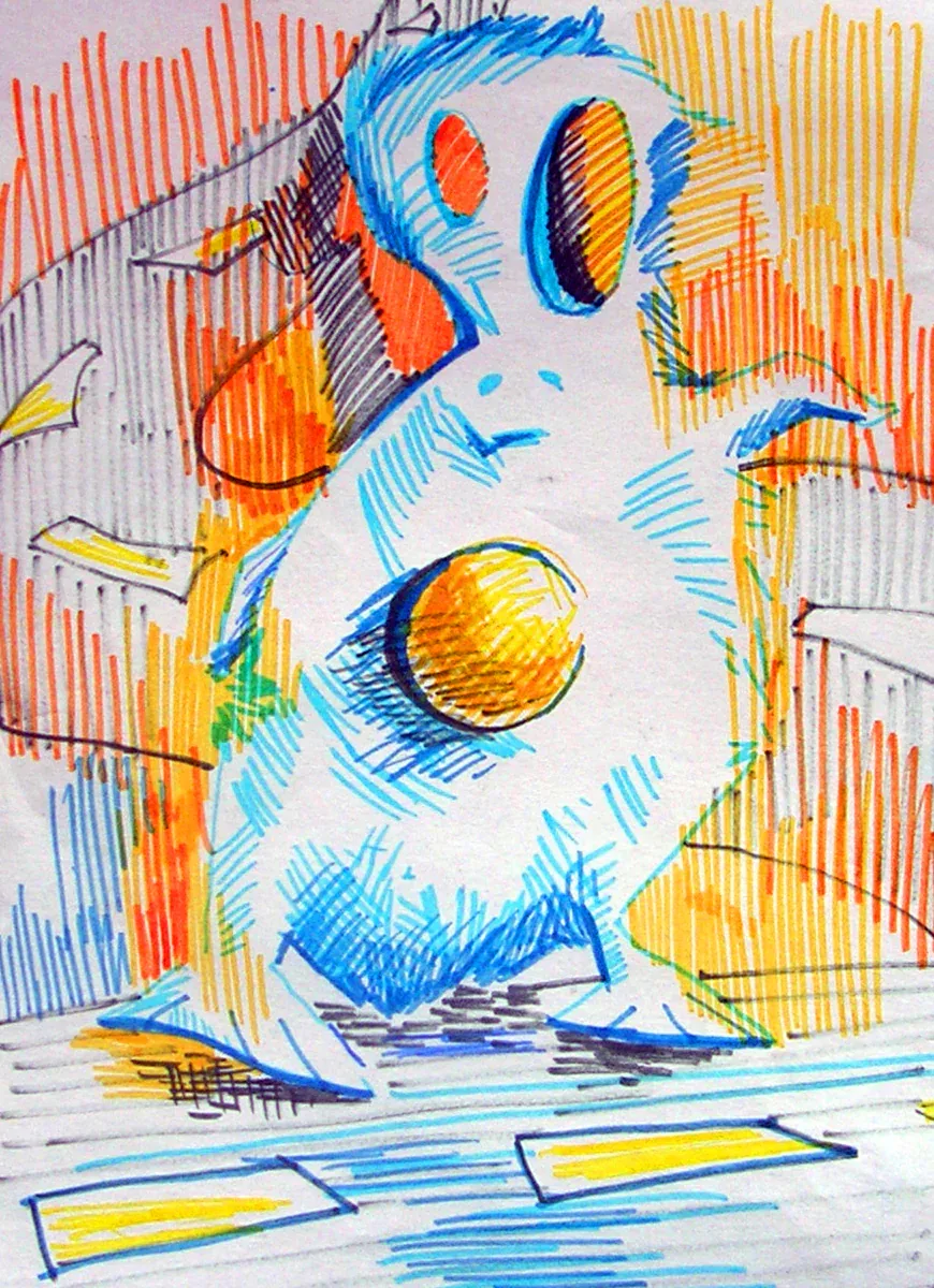 Alien drawing on paper